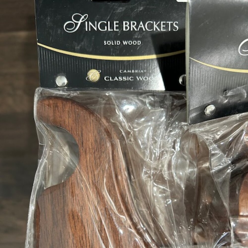 New Cambria Single Brackets Solid Wood Dark Brown w/ Mounting hardware